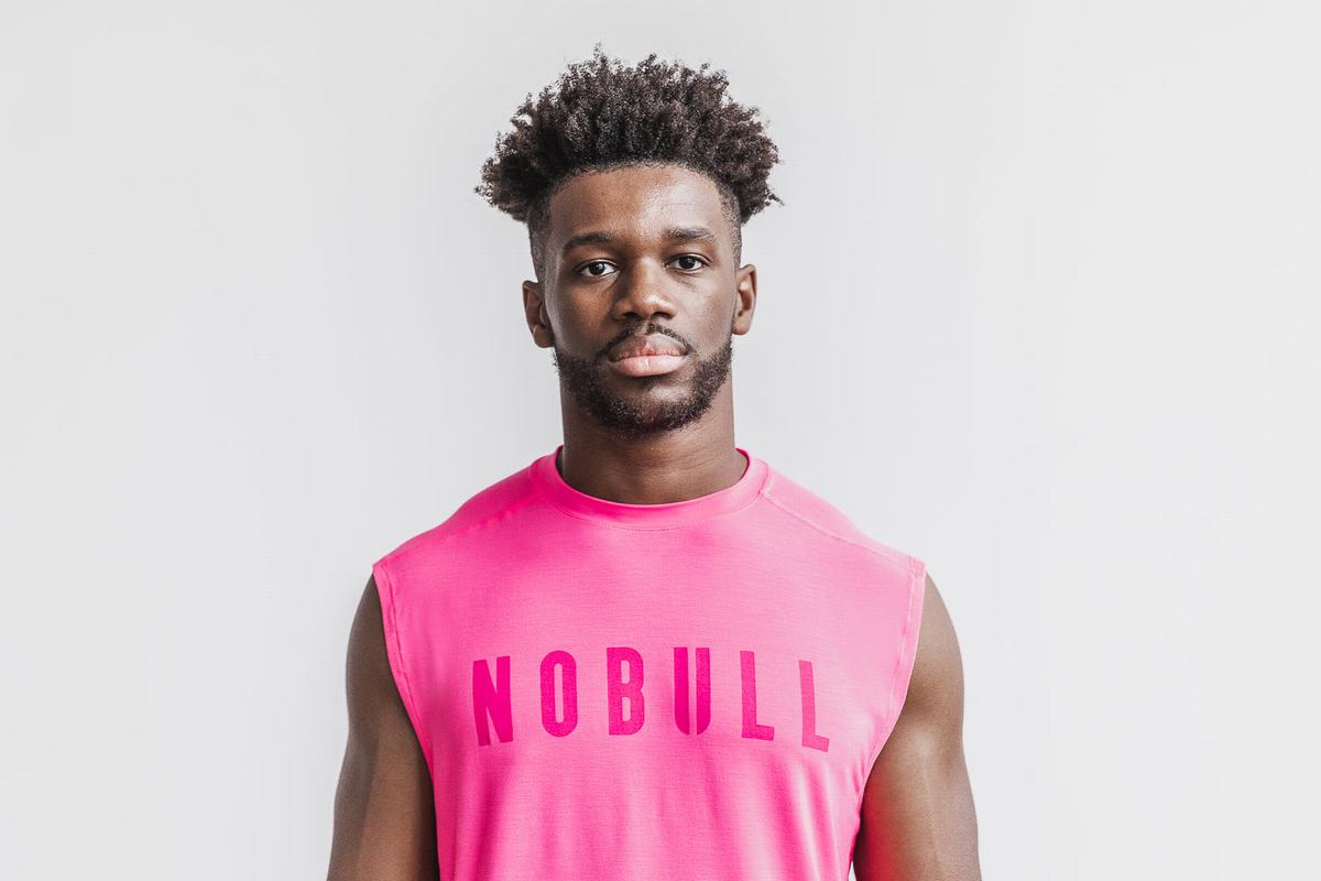 Nobull Sleeveless Men's T Shirts Pink | Australia (ZP6703)